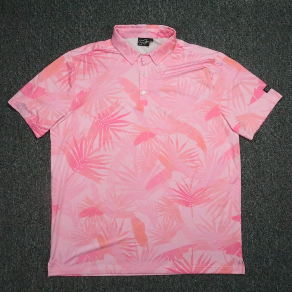 Sunday Swagger Shirt Mens Extra Large Pink Floral Performance Polo XL